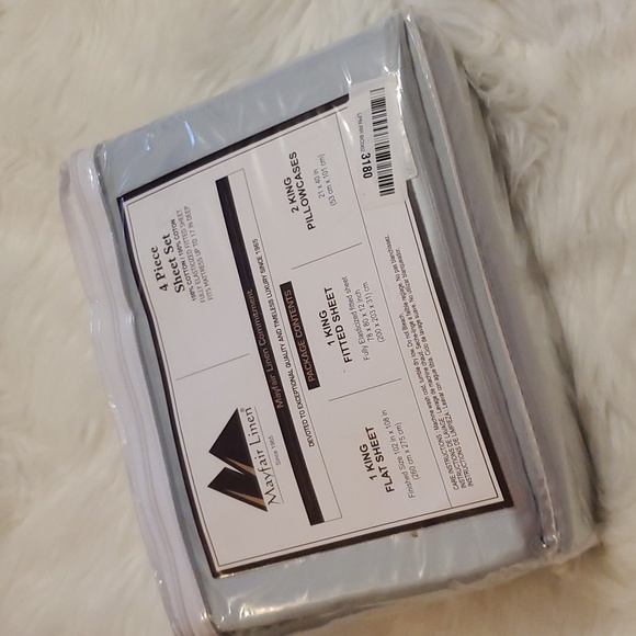 Mayfair Linen 800 Thread Count 100% cotton  sateen weave King sheet set-sky blue - Picture 3 of 13